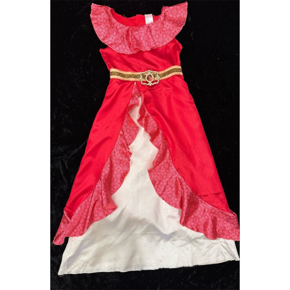 Disney Elena of Avalor Costume Dress Girls Size M Red Long Halloween